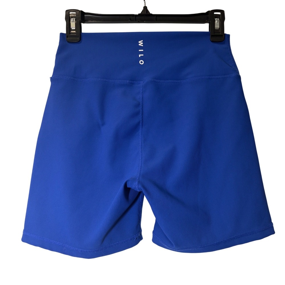 Wilo The Label Womens Ribbed High Waisted Biker Shorts Royal Blue Size L